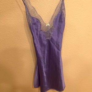 Victoria's Secret Mint green & lilac purple French Lace Inset Slip Dress